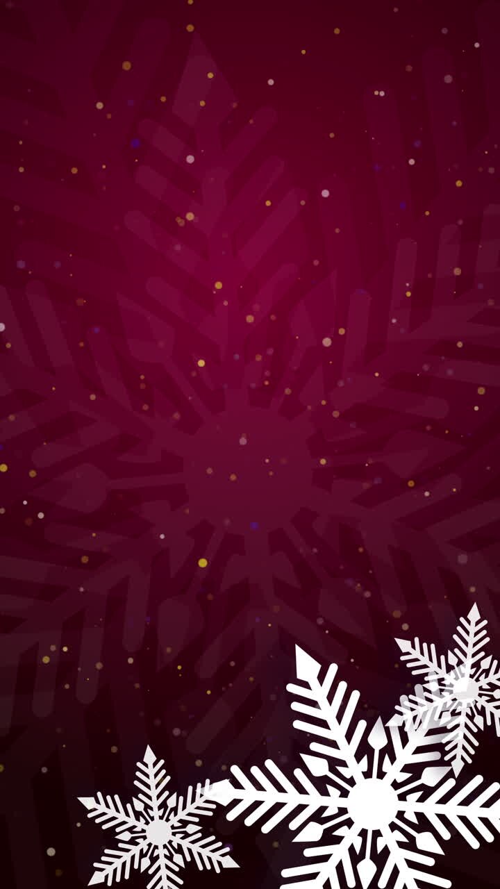 Animation white paper cut snowflakes of different sizes. Silhouettes of decorative ornaments for Christmas, New Year, winter holidays. Looped. Vertical video.