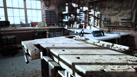 various carpenter tools and supplies in a garage