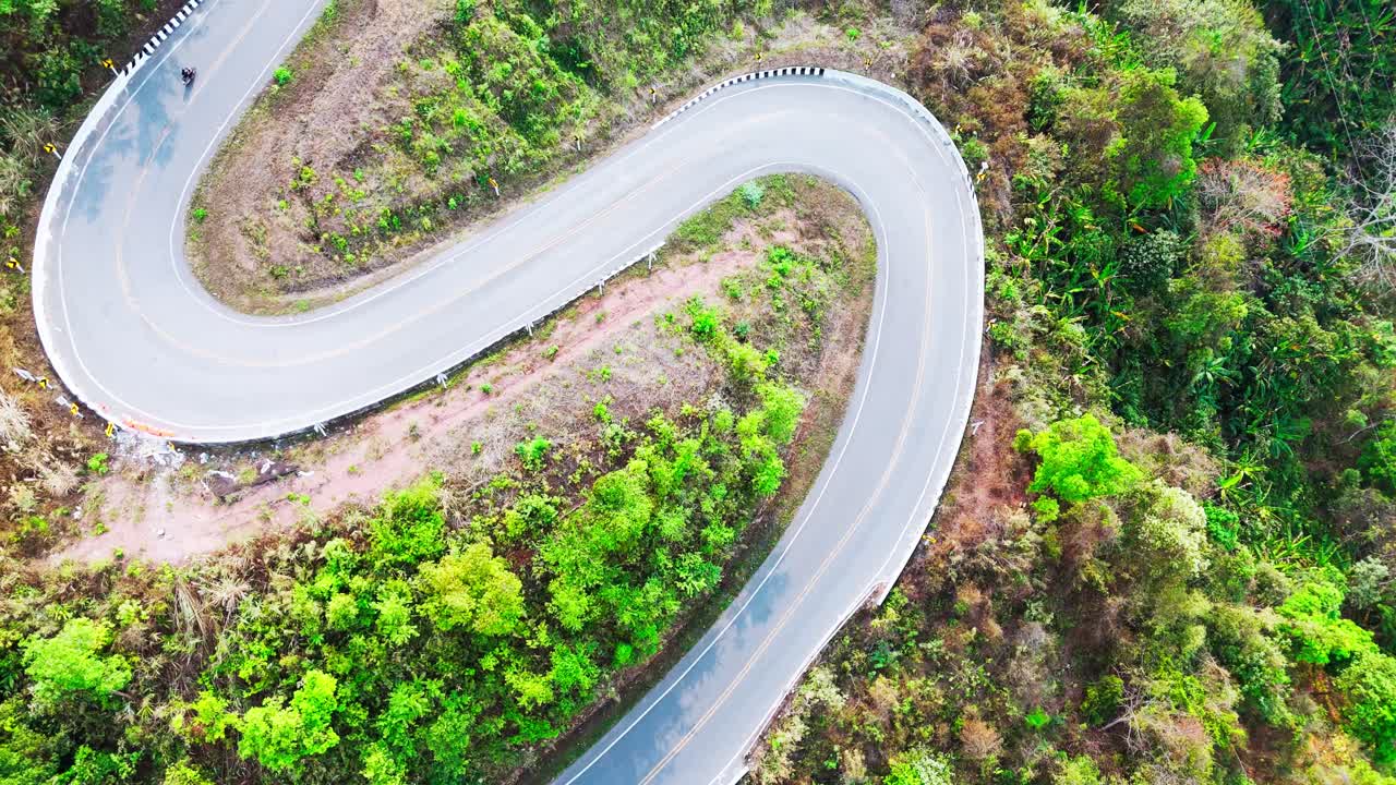 road 1081 floating road in Thailand nan proving aerial drone view