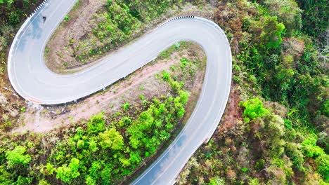 road 1081 floating road in thailand nan proving aerial drone view
