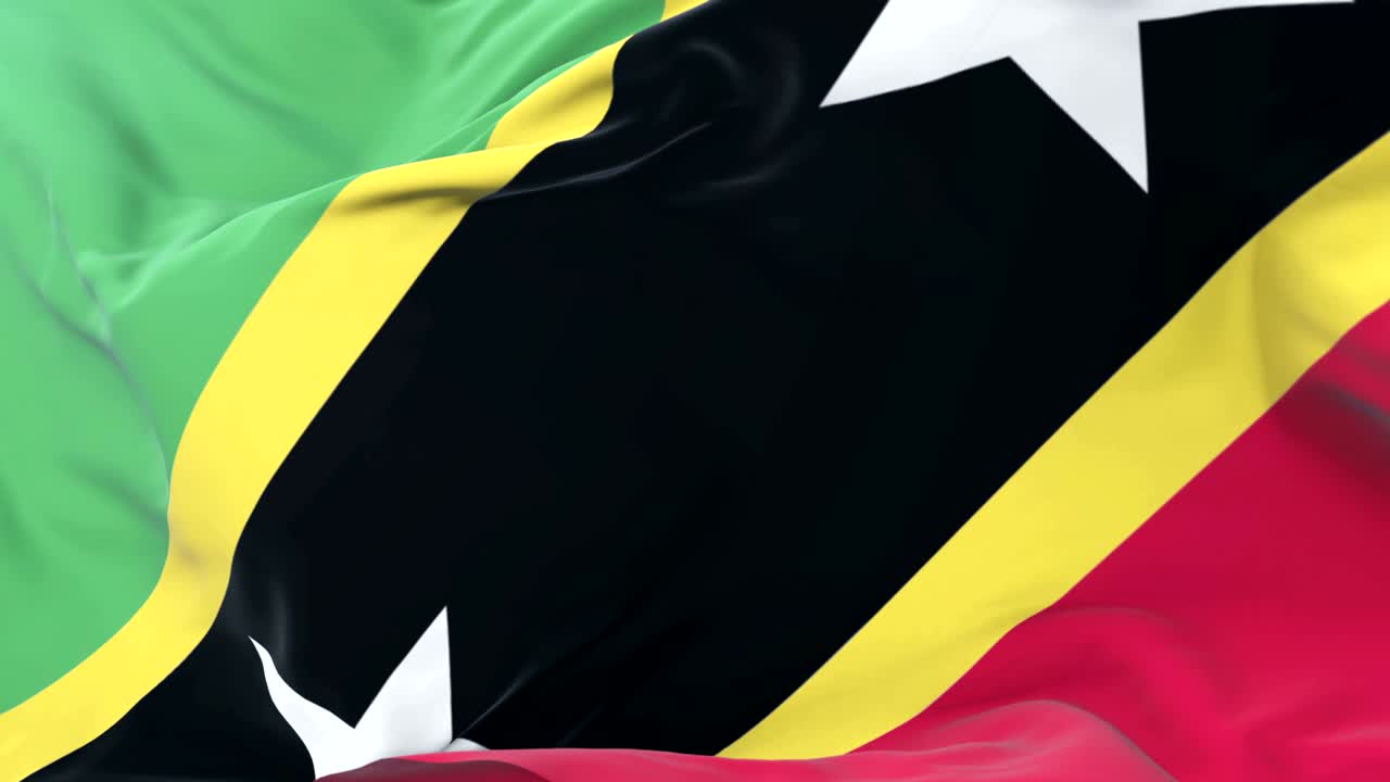 세인트 키츠와 네비스의 발은 파란 하늘과 함께 느리게 바람에 흔들리고, 루프