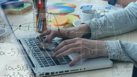 Close up of a pair of hands typing on a laptop