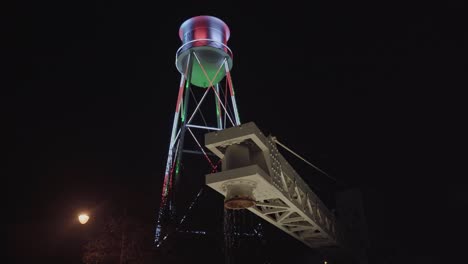 christmas water tower in city downtown