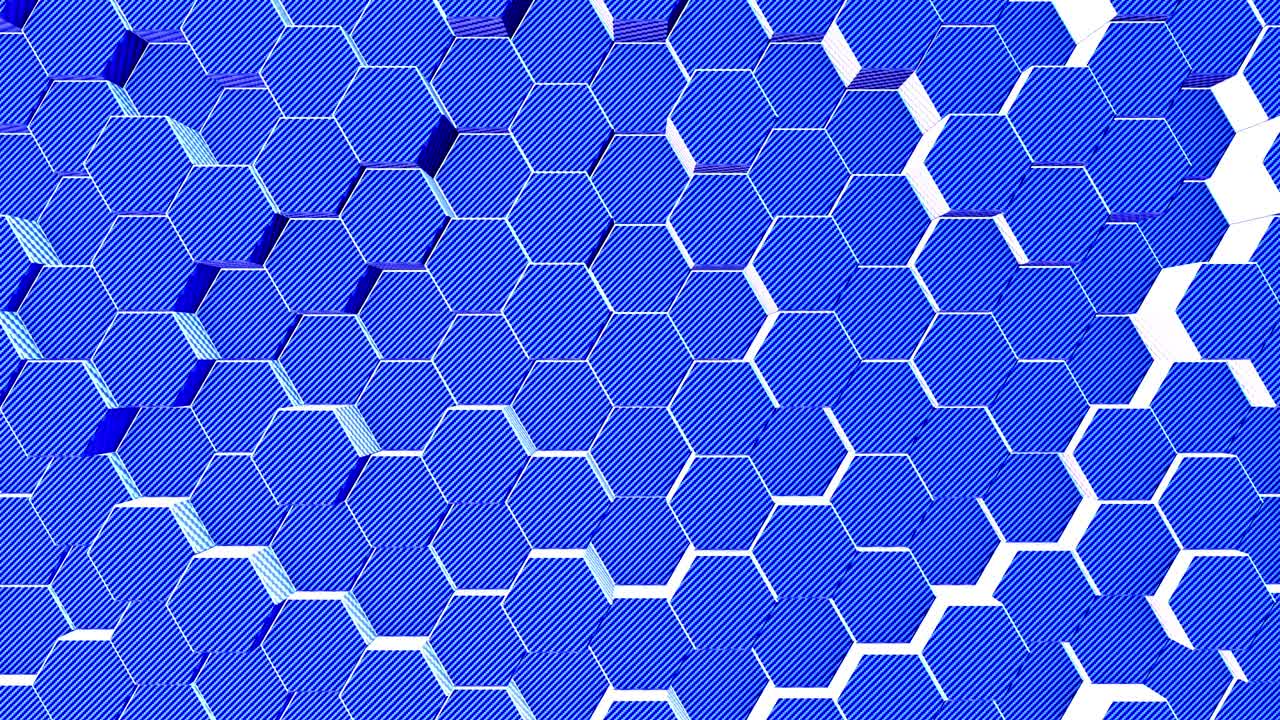 fondo hexagonal azul geométrico abstracto. bucle sin costuras de 4k. renderizado en 3d