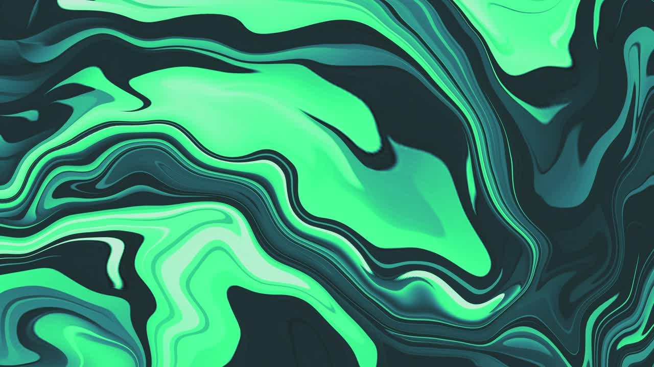 Hypnotic Green and Teal Marbled Liquid Motion