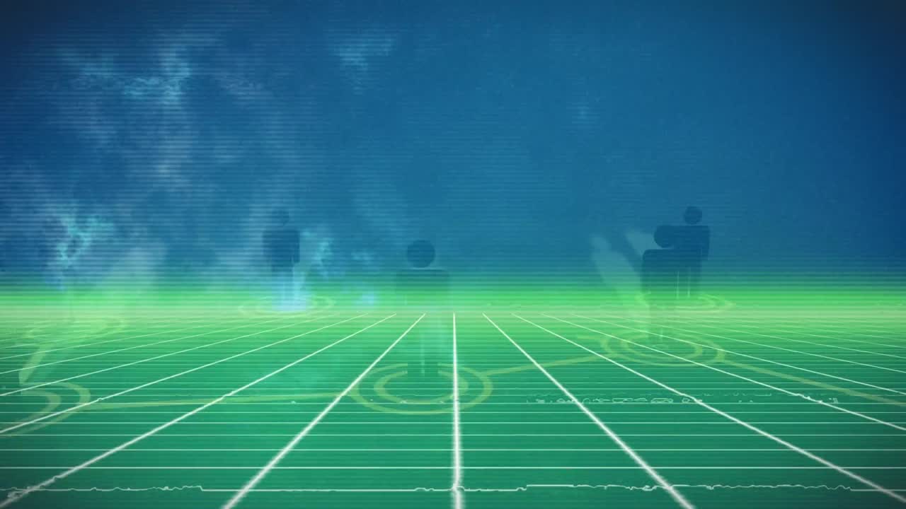 파란색과 초록색 바탕에 연결 네트워크의 애니메이션