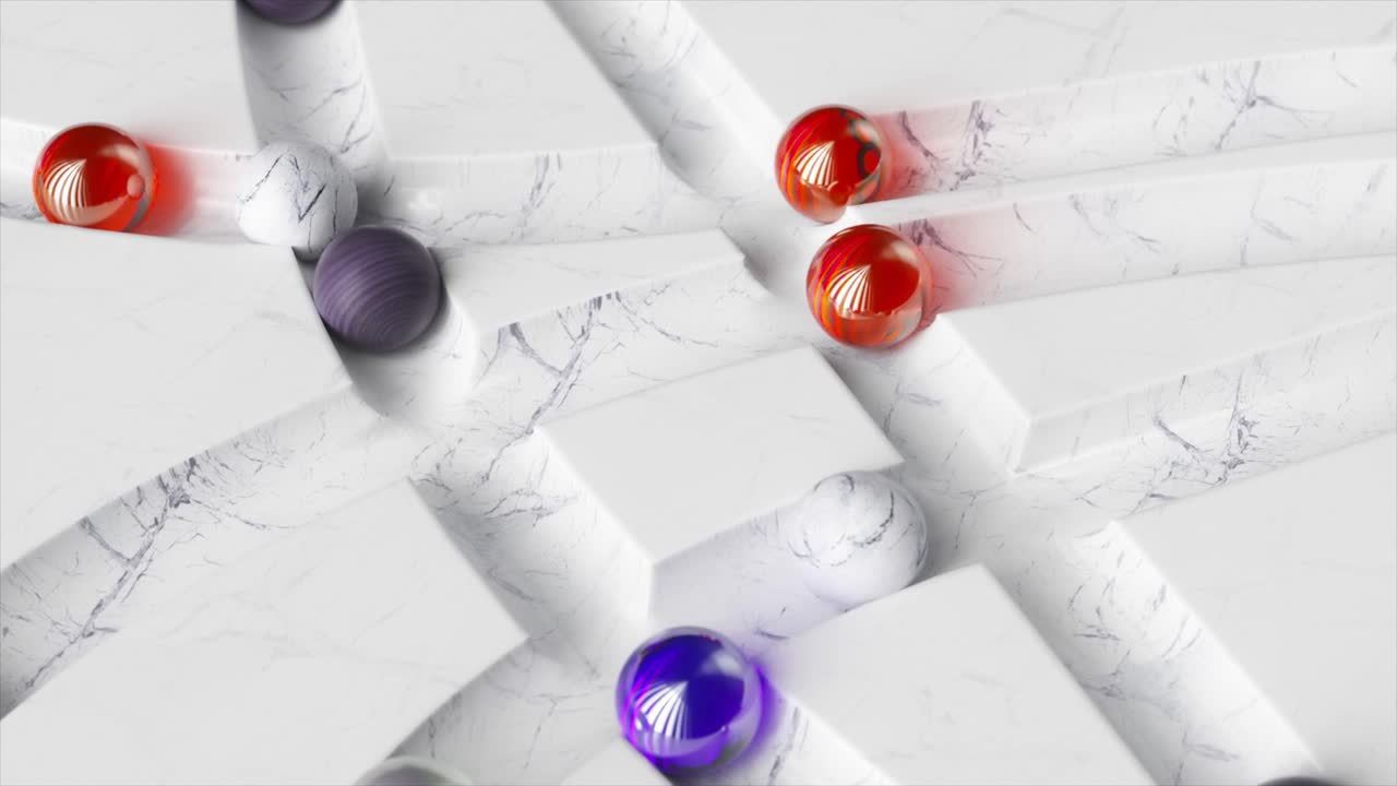 다채로운 구와 함께 추상적인 대리석 미로