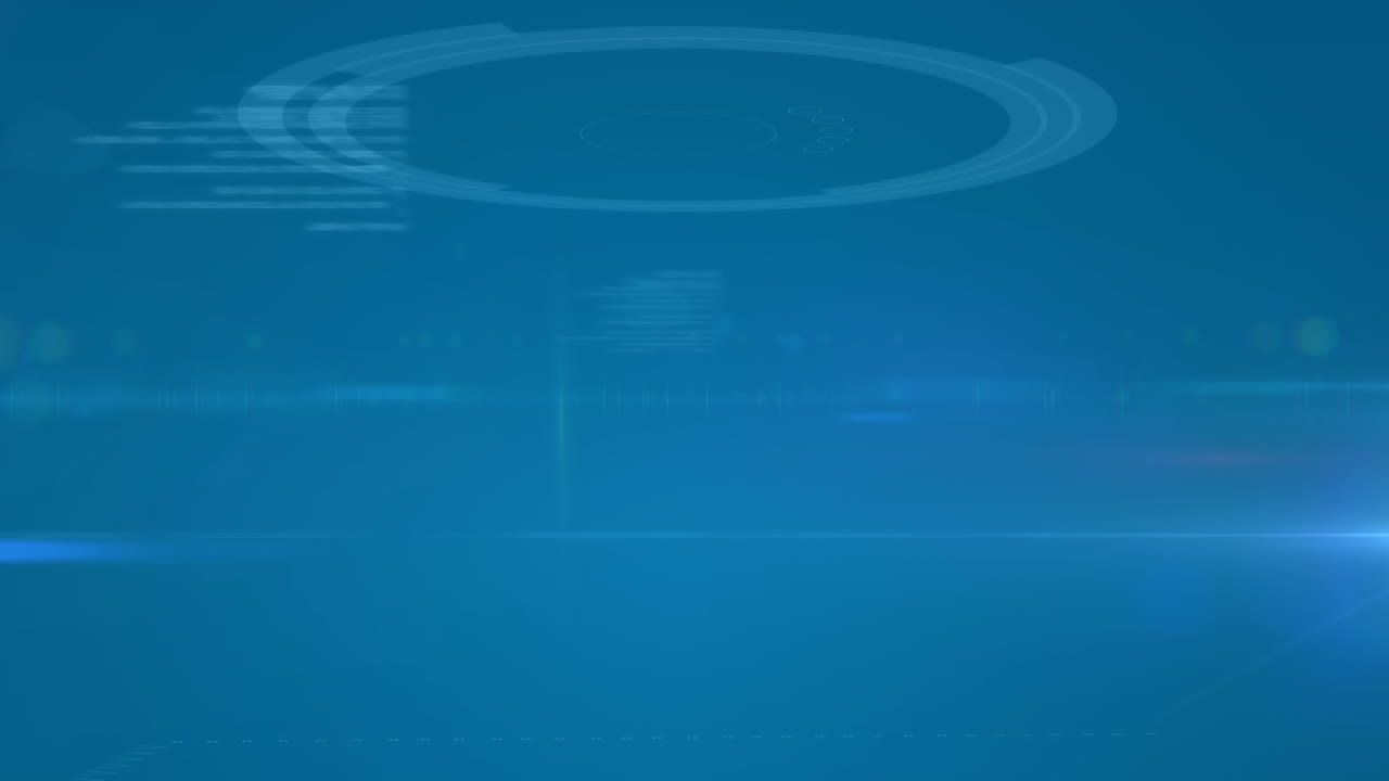 파란색 배경에서 분자 위에 회전하는 dna 사슬의 애니메이션과 데이터 처리