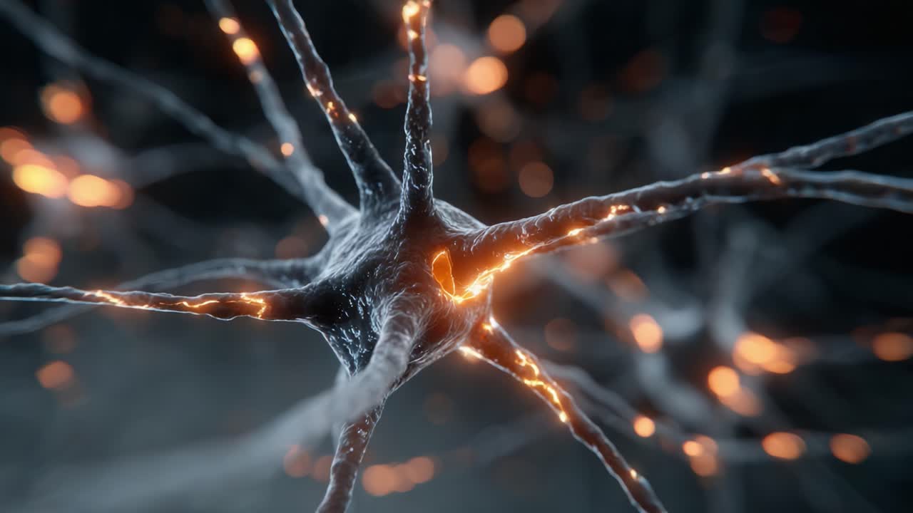 An Intricate Close-Up View of Neurons Firing Their Electrical Signals, Capturing the Dynamic Interactions and Complex Structure of Neural Networks in Action