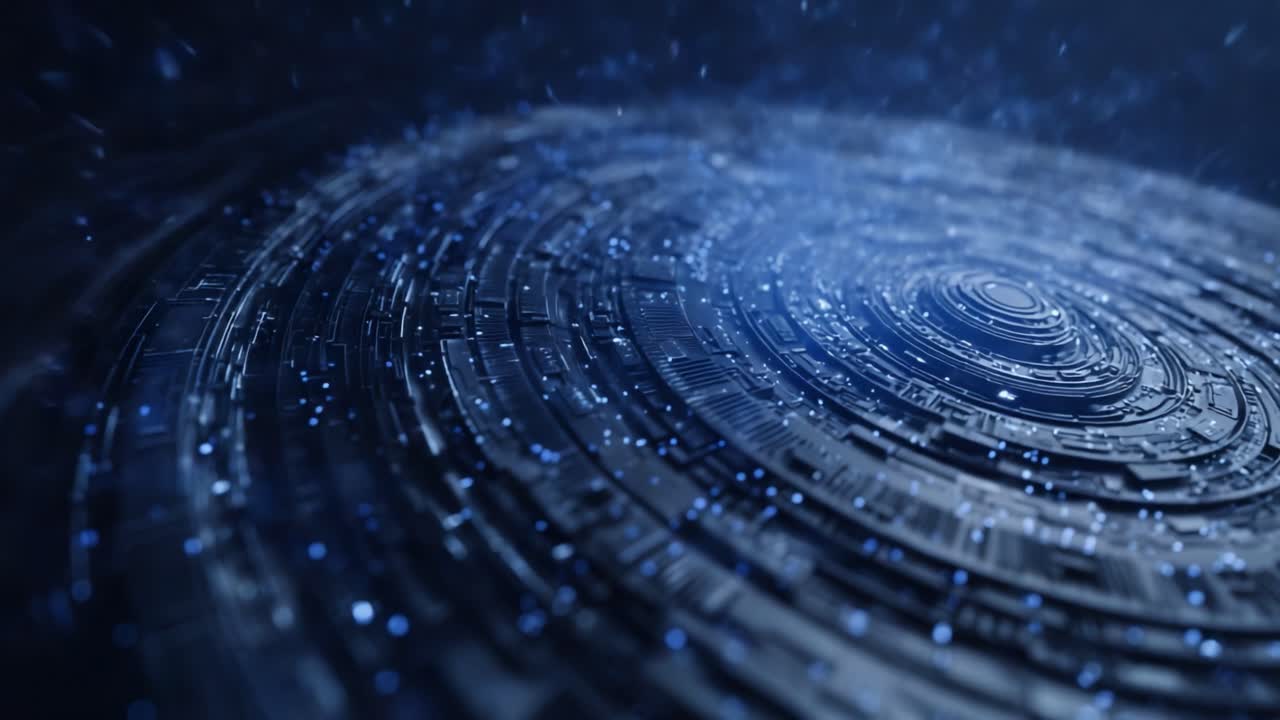 An Abstract Exploration of a Futuristic Spiral Structure Depicting an Innovative Design with Dynamic Light Reflections and Detailed Circuit Patterns