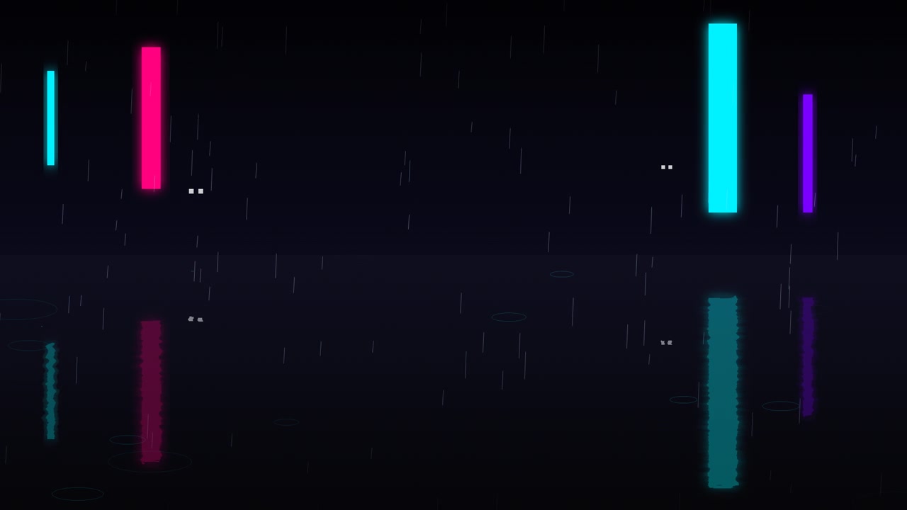 Abstract Neon Light Bars Reflecting on Rainy Surface