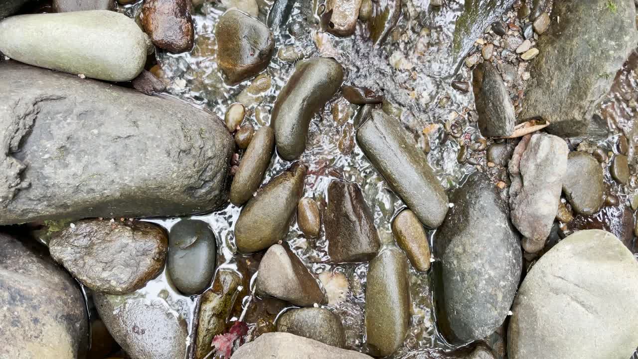 corriente de agua tranquilamente en las rocas del río