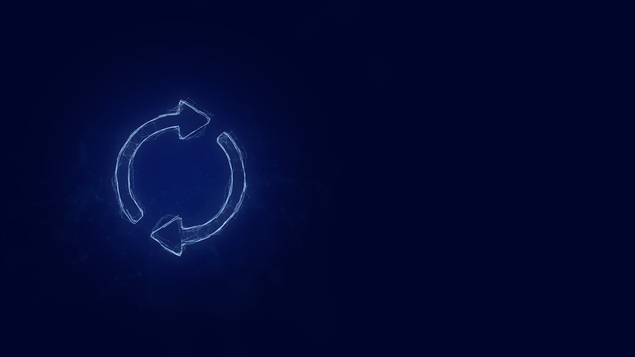 icono de símbolo de reciclaje con efecto plexo. líneas conectadas con puntos. líneas plexo