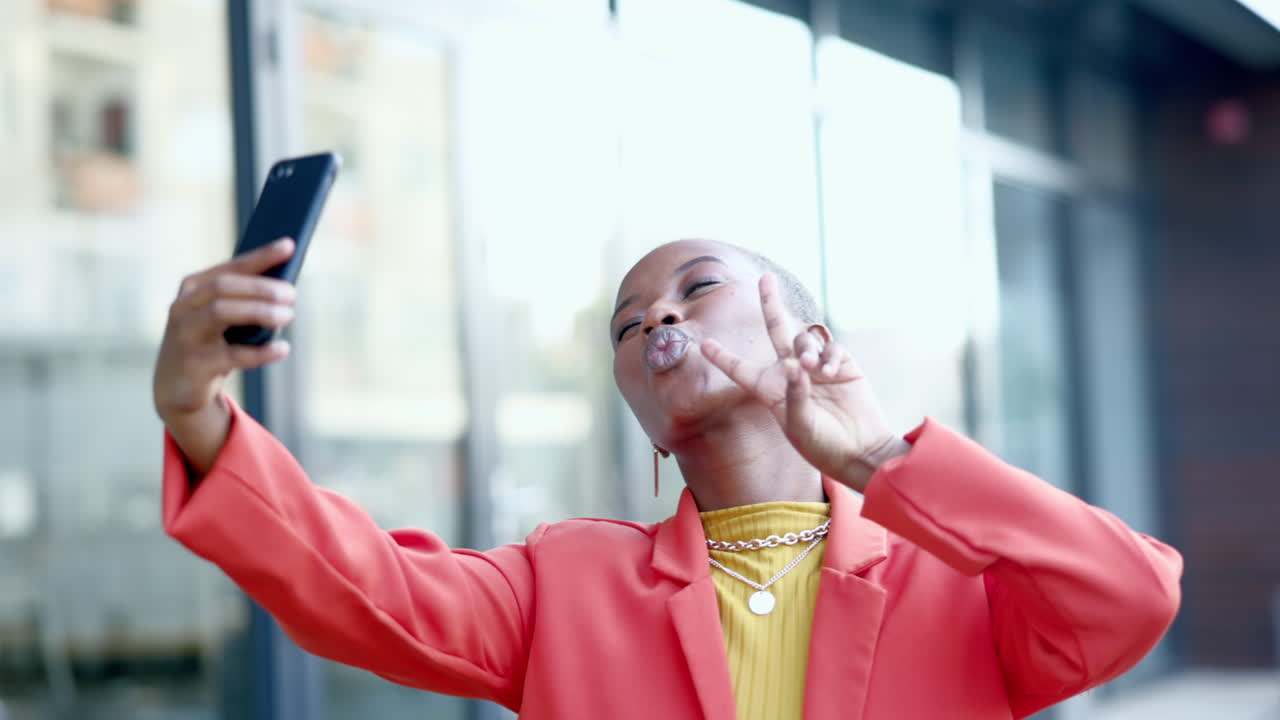 Travel, happy and black woman taking a selfie