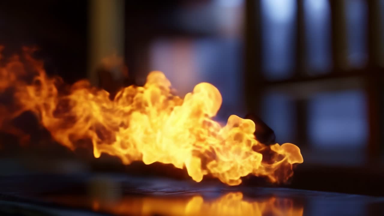 Fiamme dinamiche: immagini accattivanti di un fuoco vivido in movimento, che mostrano la bellezza irresistibile e l'intensità della combustione in un ambiente controllato