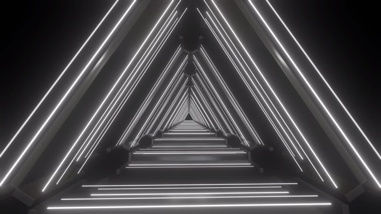Futuristic Triangular Neon Tunnel