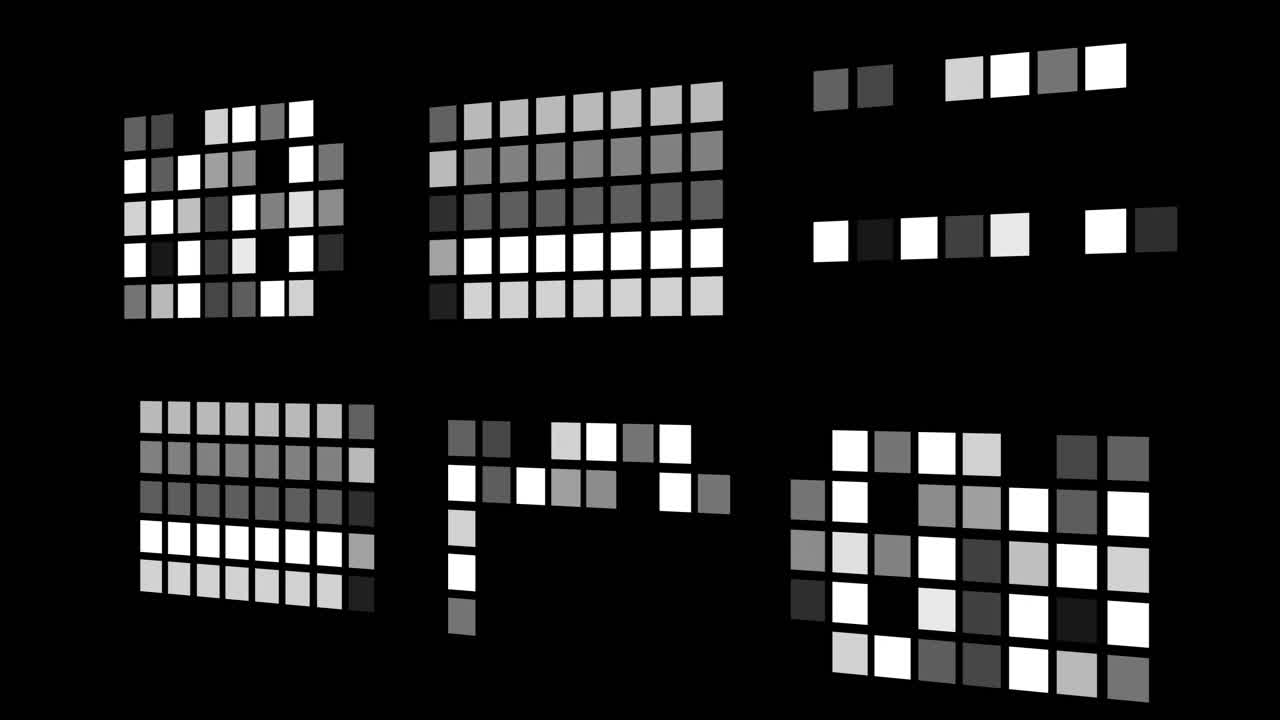 Animation of white and gray squares moving on black background
