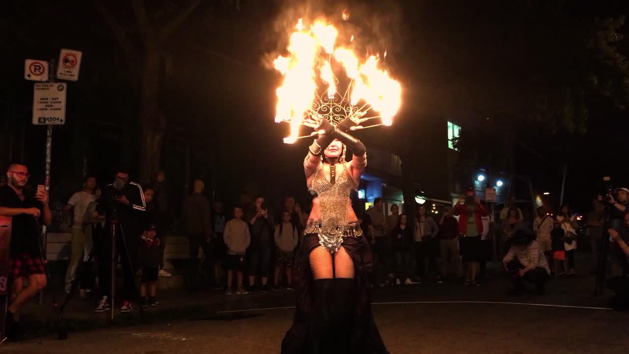 Fire Belly Dancer at night, Kensington Market