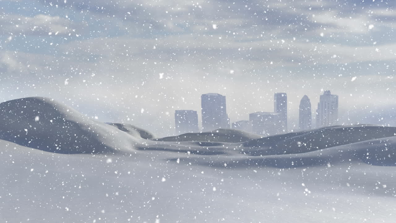 눈이 내리고 도시 풍경