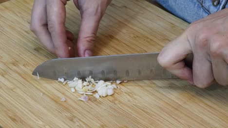 chopping garlic