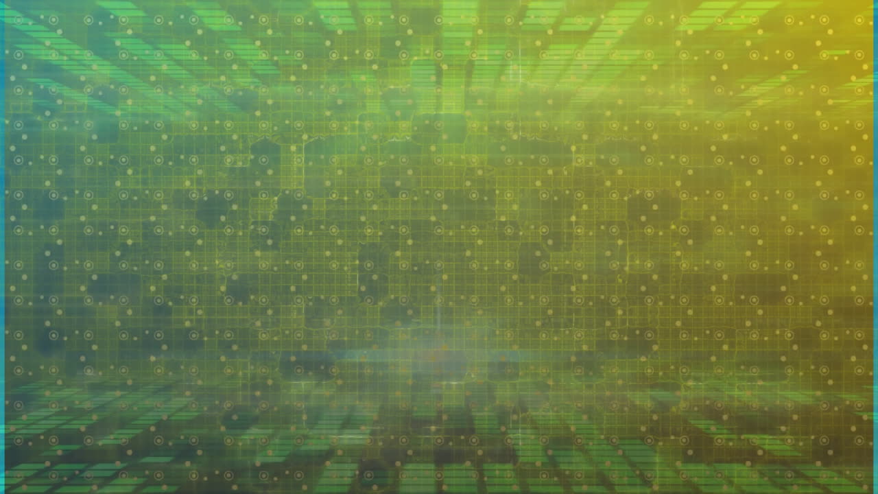 animación del patrón sobre manchas brillantes de luz y de fondo verde a amarillo