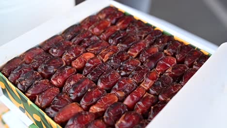 emirati 'fard' dates are elegantly packed in a gift box at a local dates shop