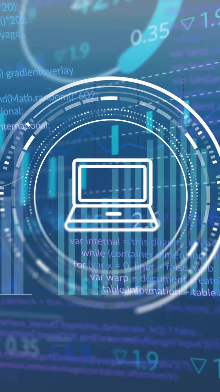 Animasjon av finansiell databehandling over laptop-symbol over landskap
