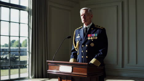 military general addressing troops