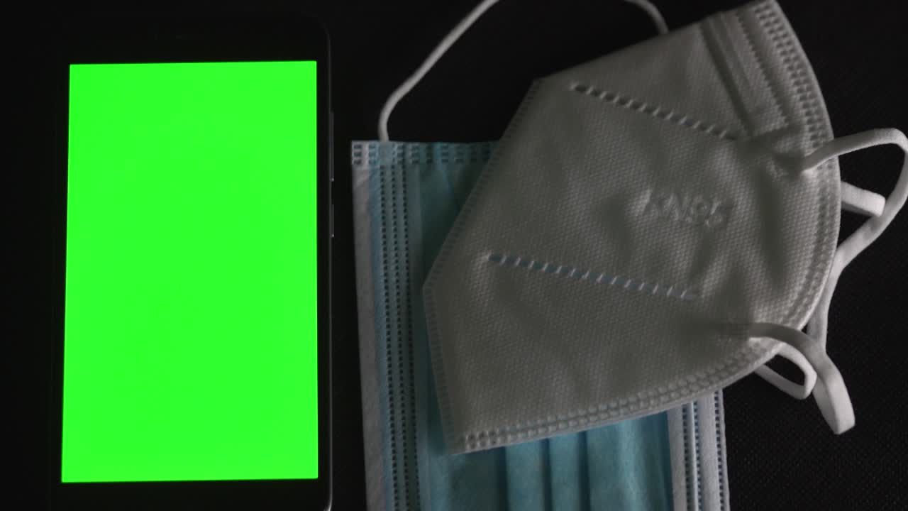 의료 마스크, 의료 보호 마스크, kn95, 스마트폰, lcd 스크린, 크로마 키