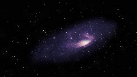 flying through deep space towards andromeda galaxy in 3d cosmos animation.