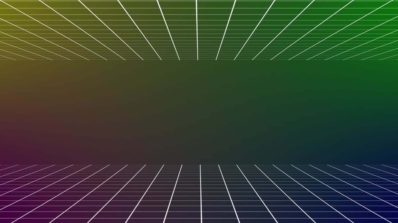 4k 해상도 관점 그리드 기술 배경, 와이어 프레임 바닥과 천장, 디지털 기술 배경 - 동적 레트로 배경 - 루프 가능 - 4k 박스 배경 - 모션 레트로 다채로운 선 추상적인 배경 - 4 색 배경