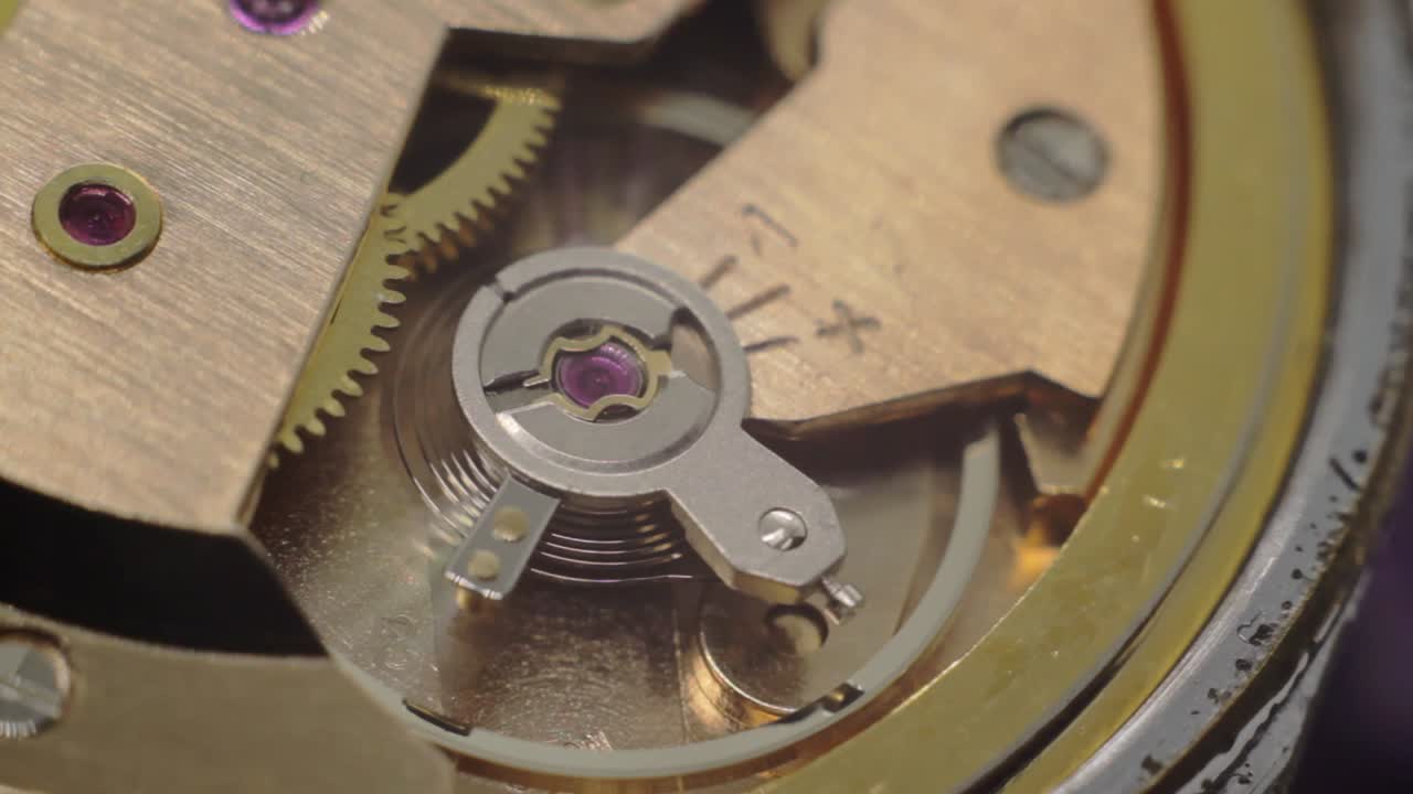 Retro wristwatch gearwheel working inside