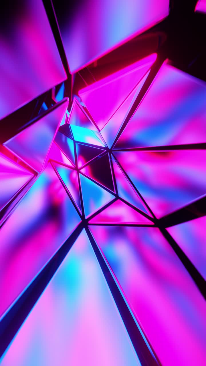 Abstract 3d background with blue and pink lights. Vertical looped ...