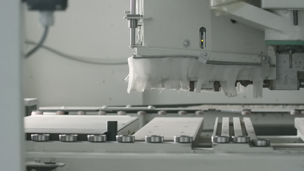 작업 중인 자동 목재 가공 기계