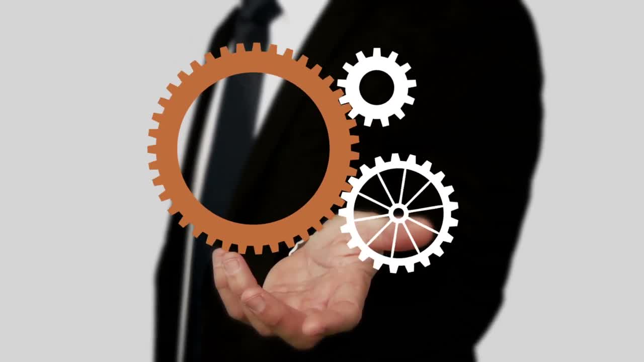 hombre de negocios presentando un holograma