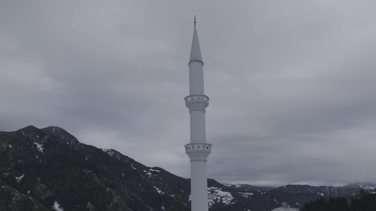 Cinematic daytime drone footage of a mosque in Ajaria, Georgia.