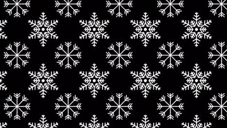 digital animation of snowflakes icons in seamless pattern against black background