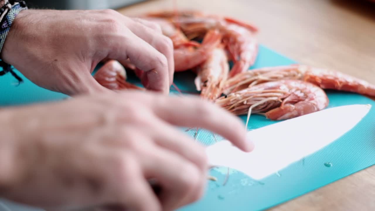Mouthwatering Seafood: Chef's Artistry with Langostinos Argentinos - Close-Up 4K Video