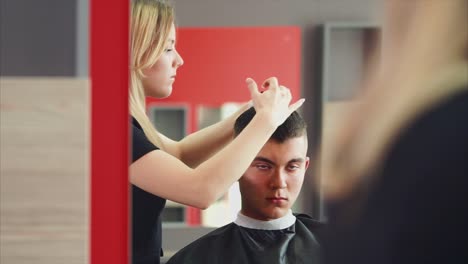 haircut in a salon