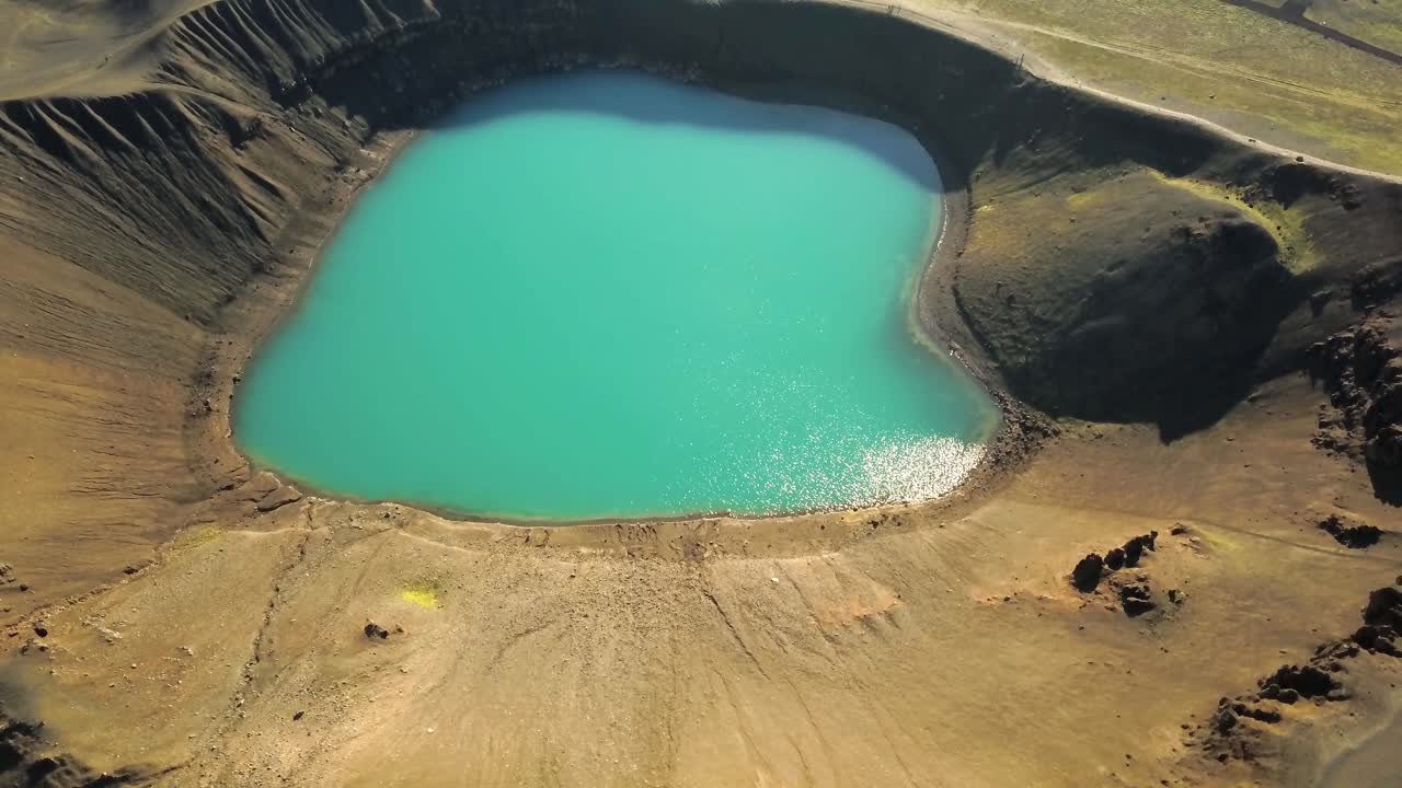 Turquoise Crater Lake in Iceland