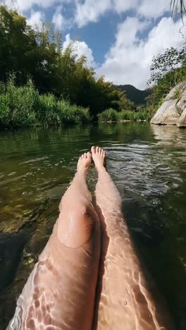 relaxing in a crystal clear river