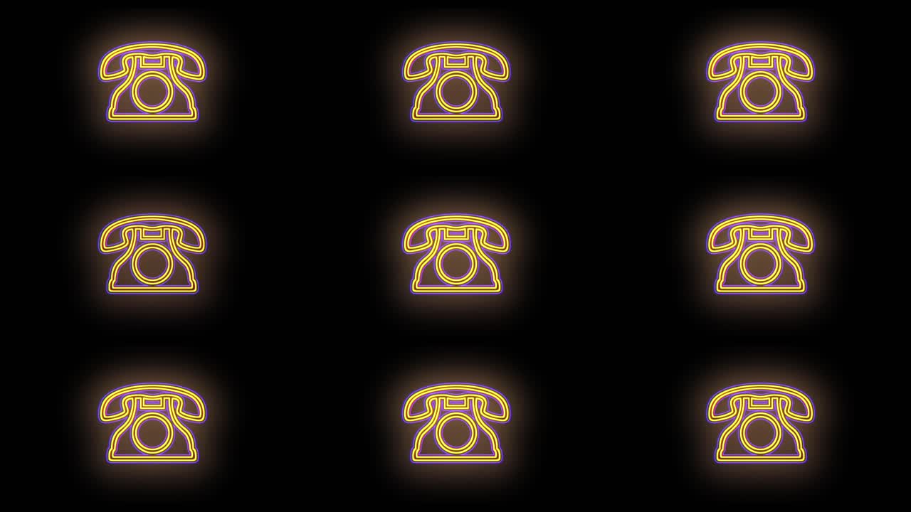 밤에 네온 옐로우 레트로 전화 패턴