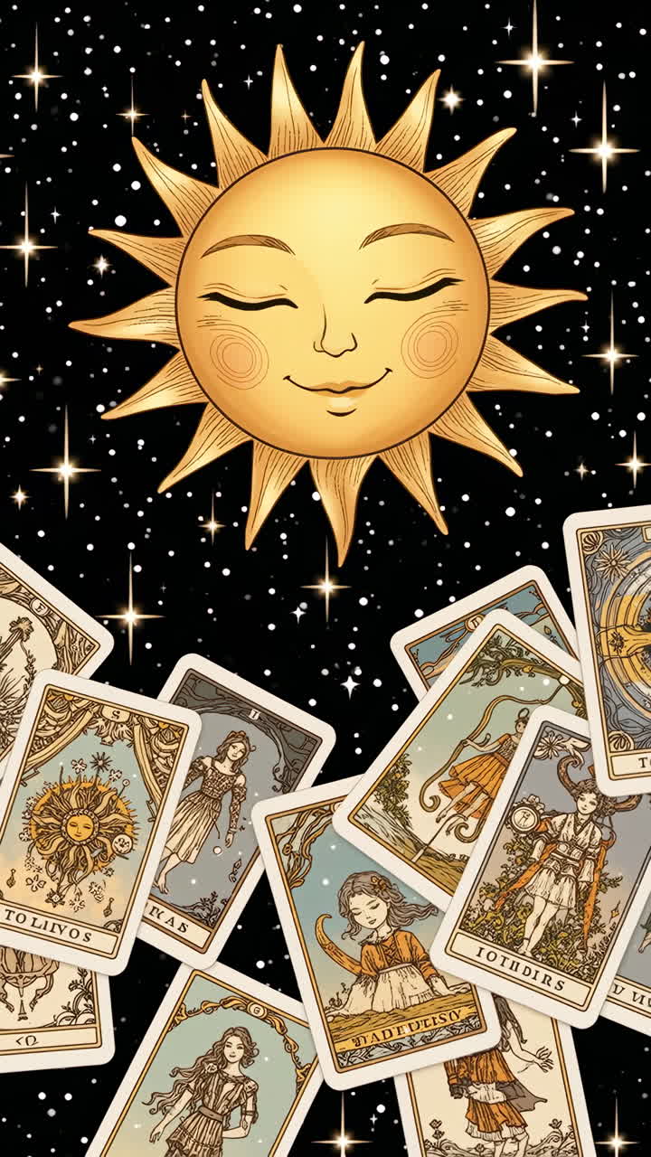 Tarot Cards and Sun Illustration