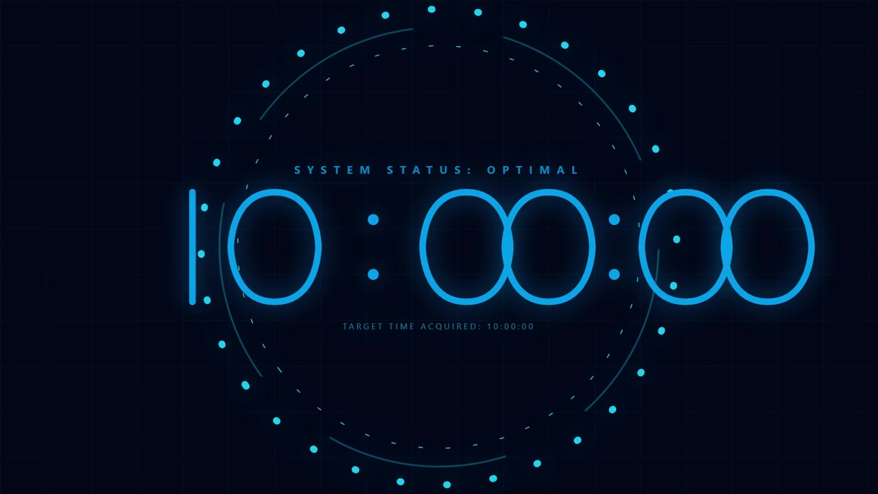 Digital Countdown Timer with Futuristic HUD Interface