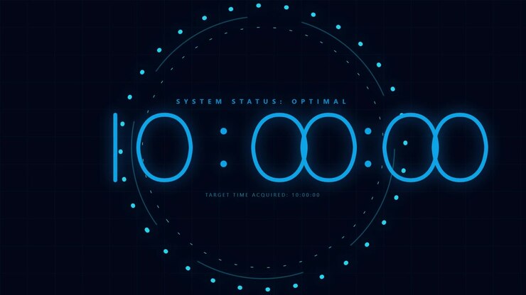 Digital Countdown Timer with Futuristic HUD Interface