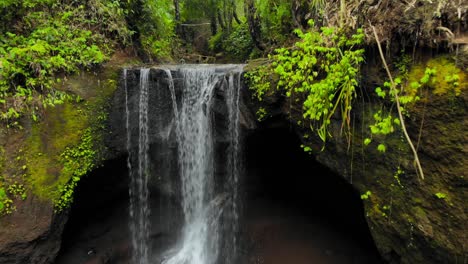 Aerial-View-Of-Suwat-Waterfall-In-Gianyar,-Bali,-Indonesia