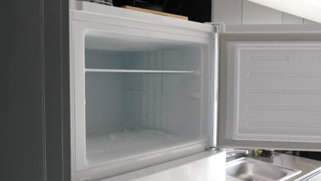 refrigerador vacío con helado