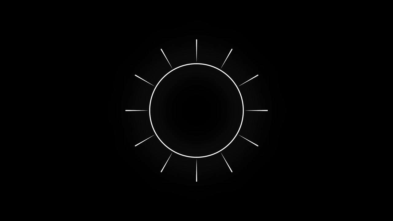 Minimalist White Sun Graphic Animation on Black Background