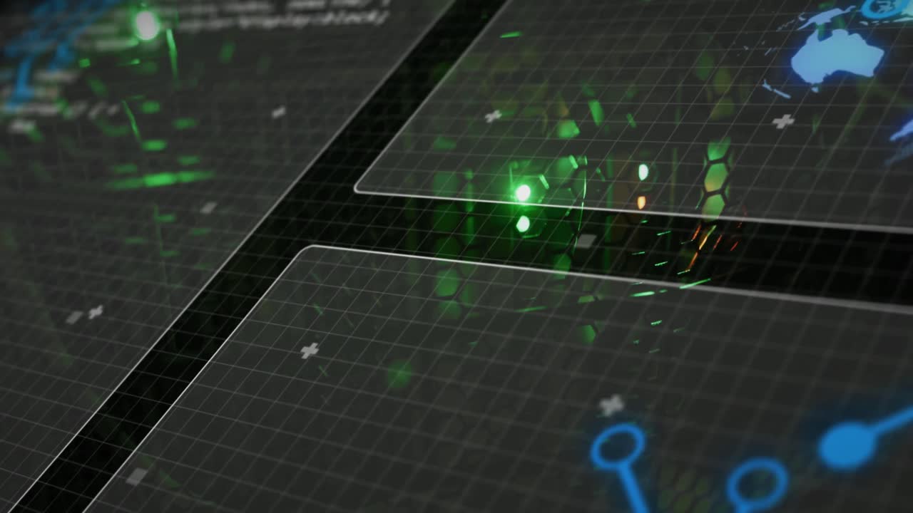 animación del procesamiento de datos a través de servidores informáticos