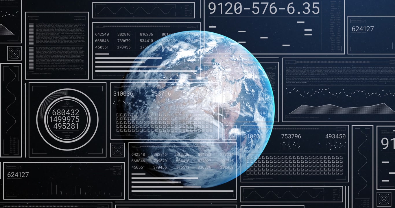 Animation of computing data processing over globe
